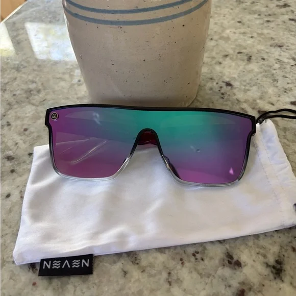 Neven Mirrored Shield Sunglasses - Purple/Green Lens - Picture 2 of 3